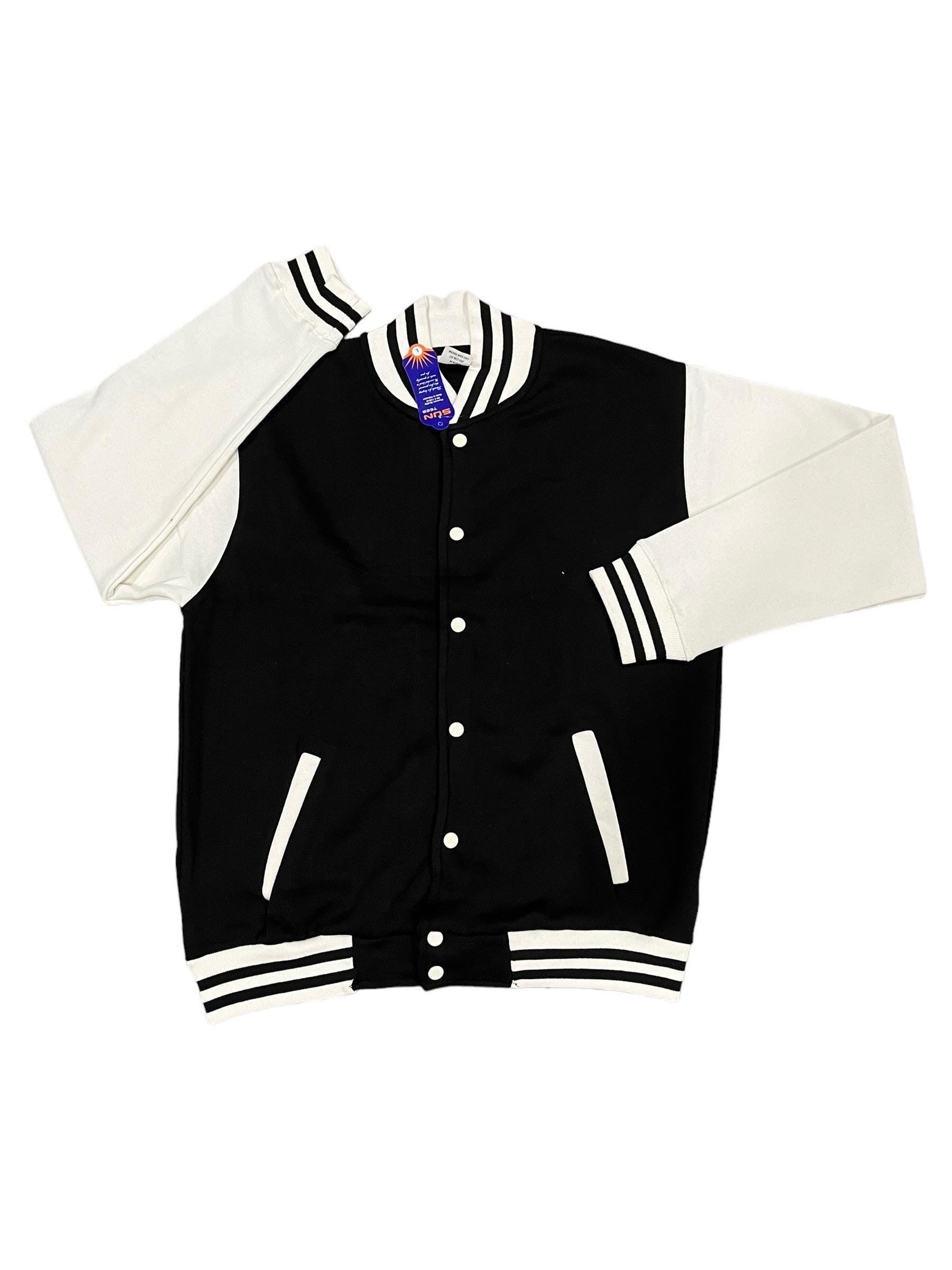 Black/White Fleece Varsity Jacket 