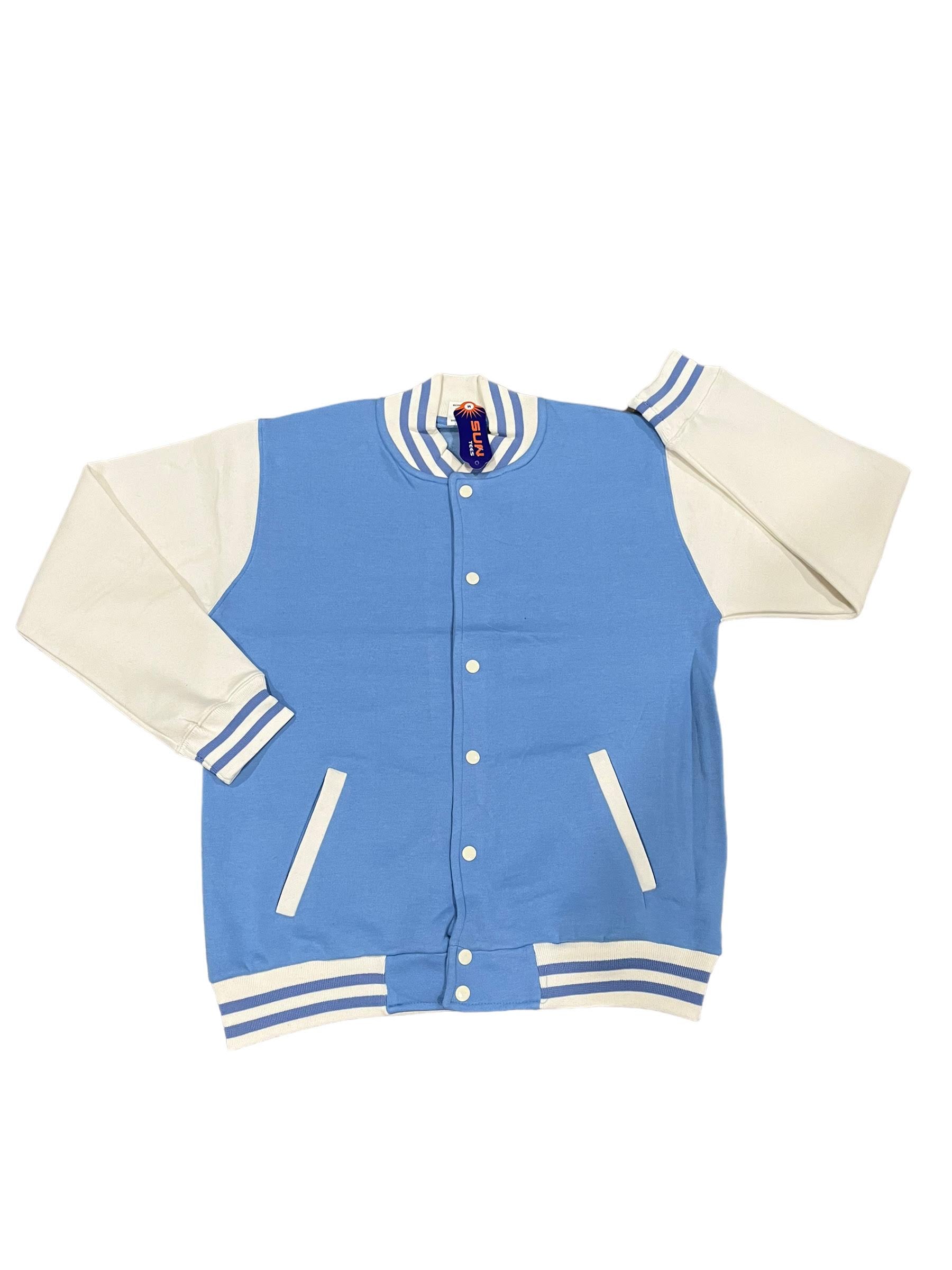 Sky Blue/White Fleece Varsity Jacket 
