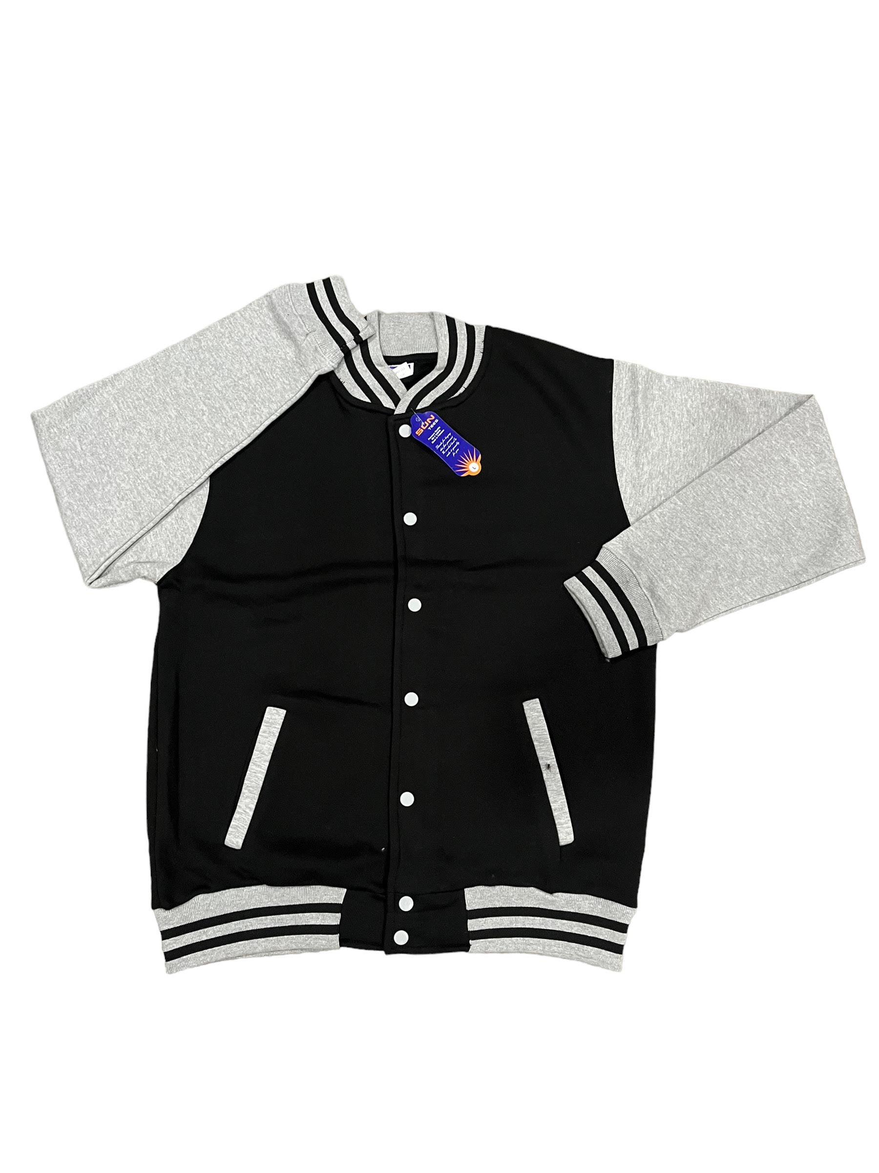 Black/Grey Fleece Varsity Jacket