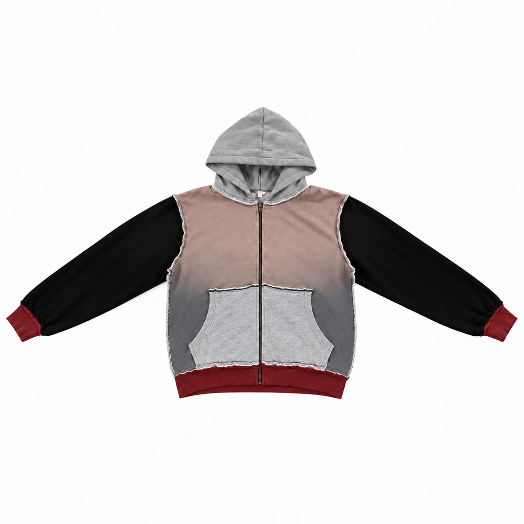 Distressed Patchwork Hoodie