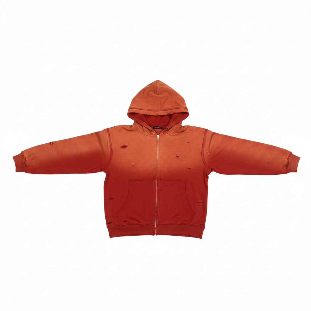 Distressed Fade Zip-up Hoodie