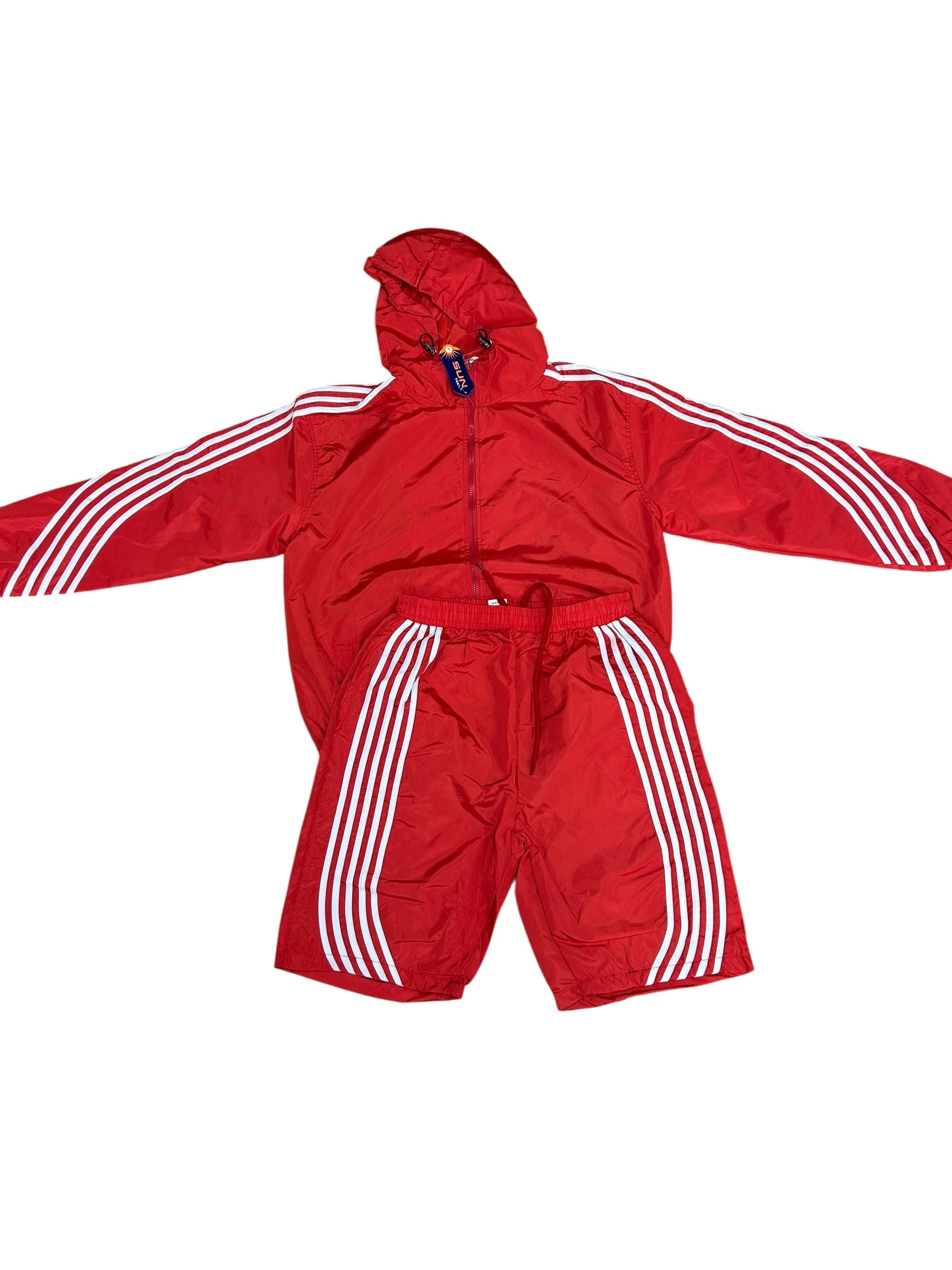 Stripped Windbreaker Jacket and Short Set