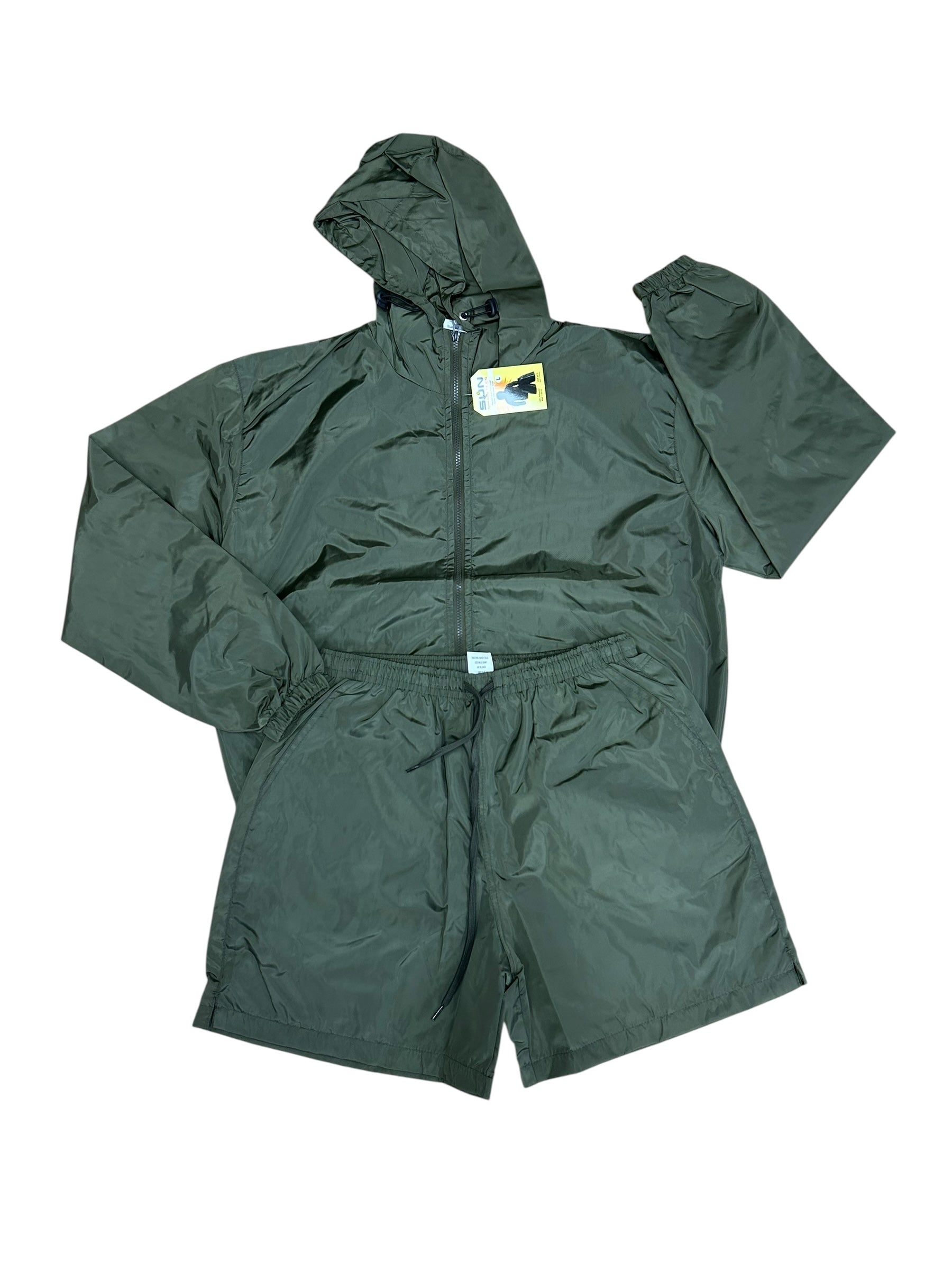 Windbreaker Jacket and Shorts Set Black