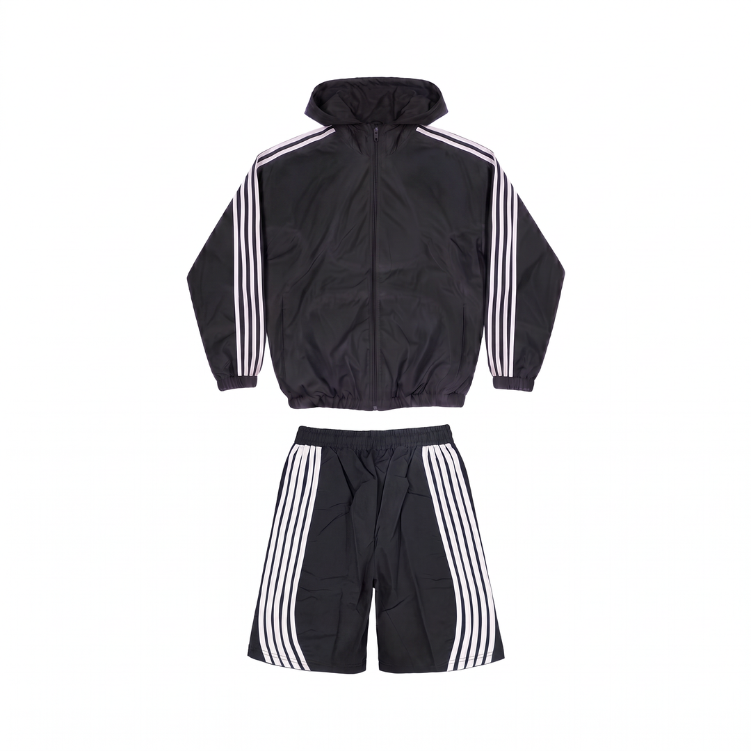 Stripped Windbreaker Jacket and Short Set