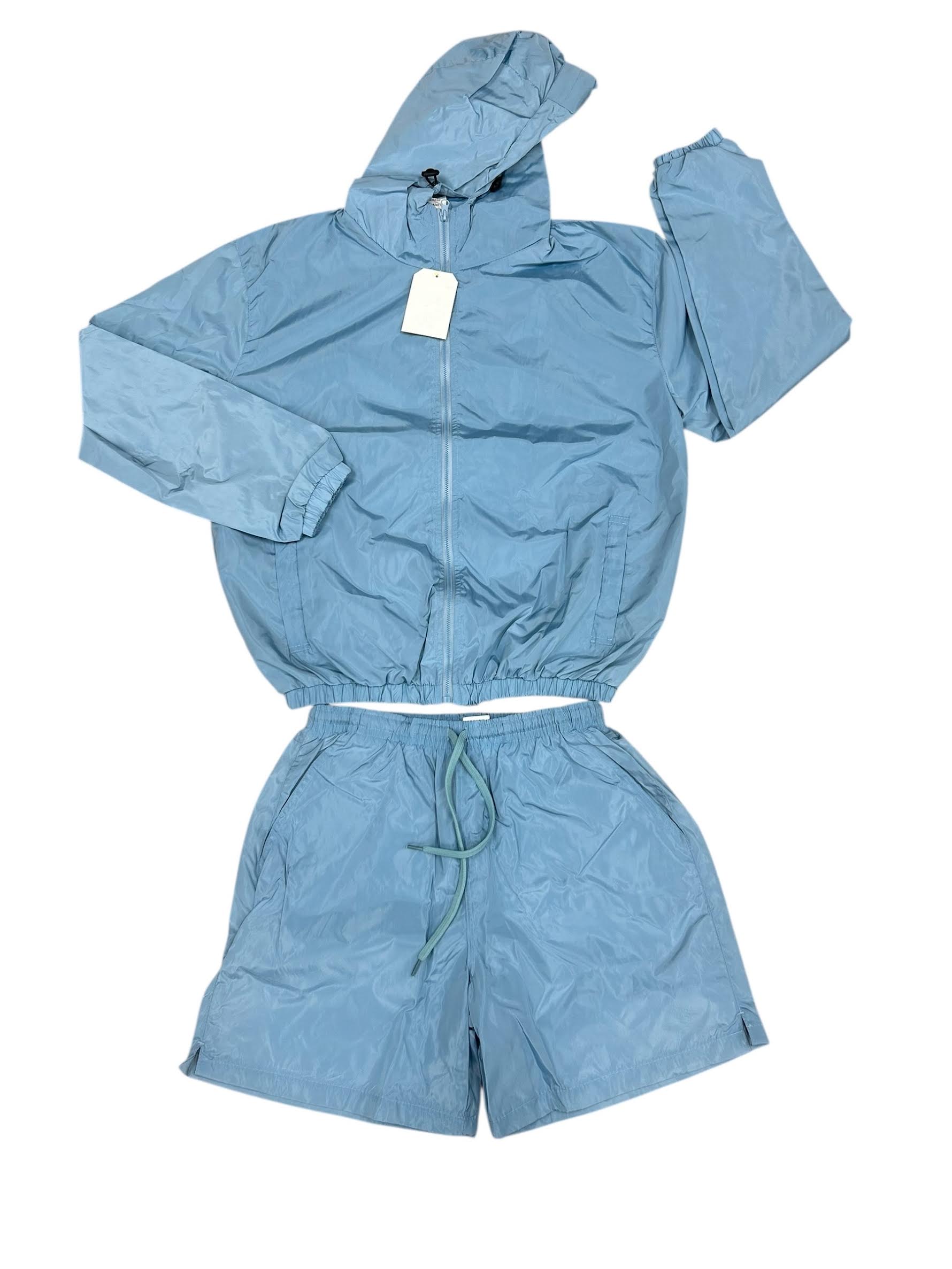 Windbreaker Jacket and Shorts Set Grey