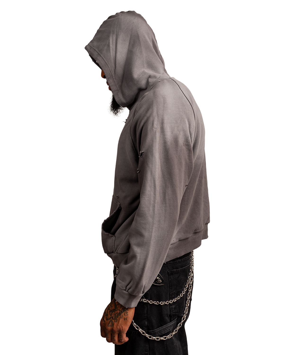 Distressed Faded Thermal linning hooody